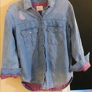 Distressed Denim fleece lined shirt